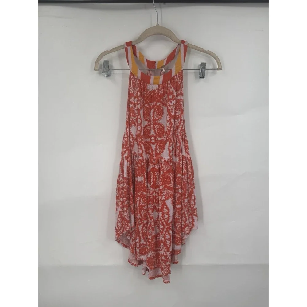 Free People Tunic Women S Orange Boho Medallion Halter Festival Boho OB944887